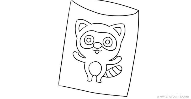 浣熊红包儿童画怎么画 浣熊红包简笔画好看