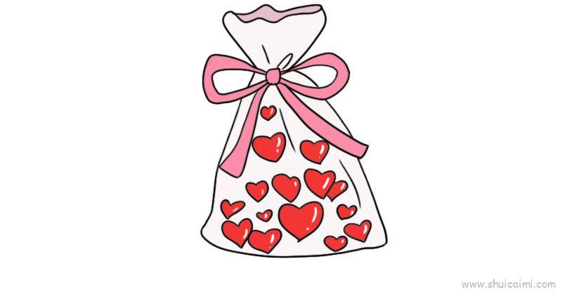 情人节爱心袋儿童画怎么画 情人节爱心袋简笔画图片大全