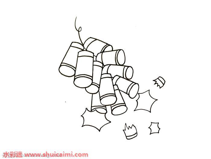 新年鞭炮怎么画 新年鞭炮简笔画图片带颜色