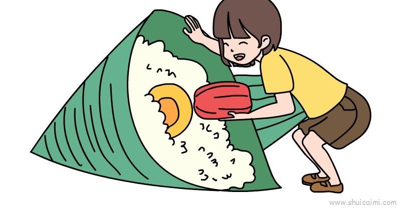 包粽子儿童画怎么画 包粽子简笔画步骤