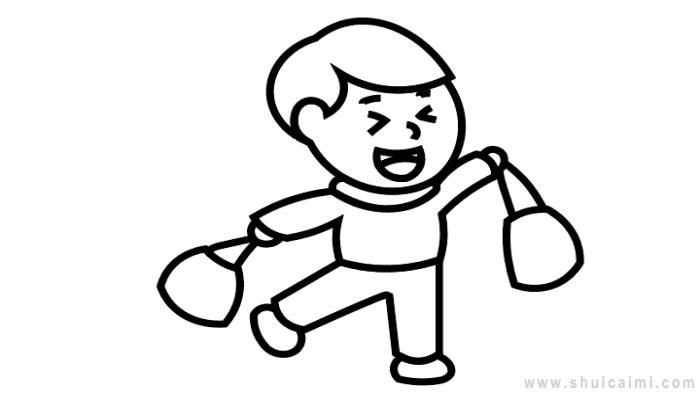 买年货简笔画怎么画 买年货简笔画顺序