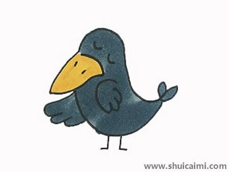 乌鸦简笔画绘画上色教程