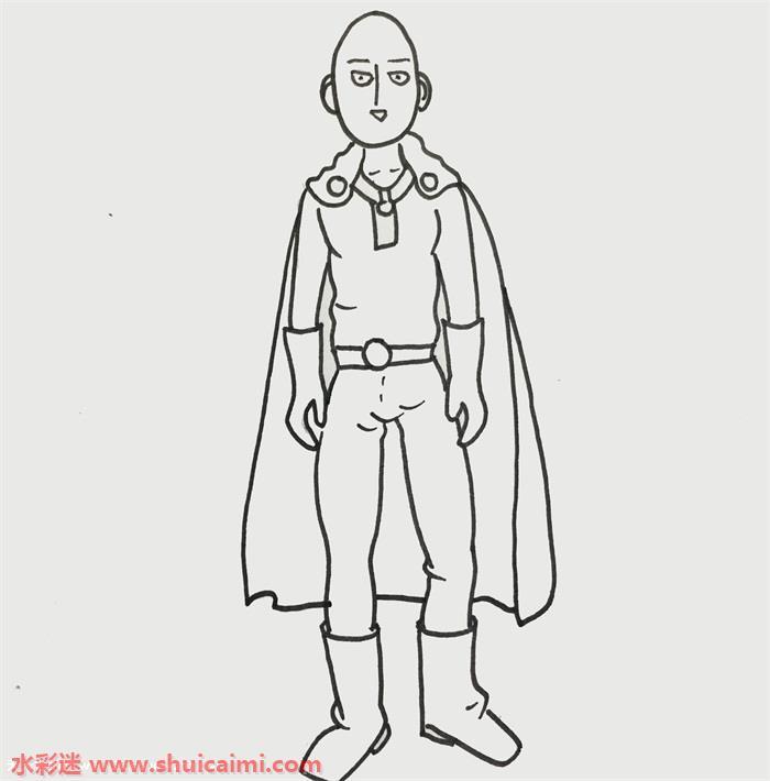 搞怪的一拳超人简笔画步骤教程