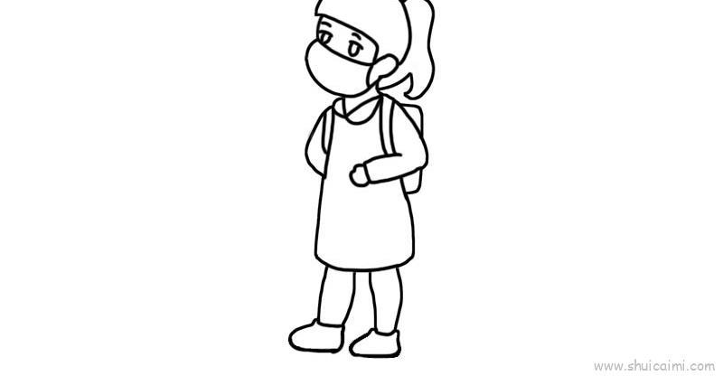 戴口罩小女孩儿童画怎么画 戴口罩小女孩简笔画好看