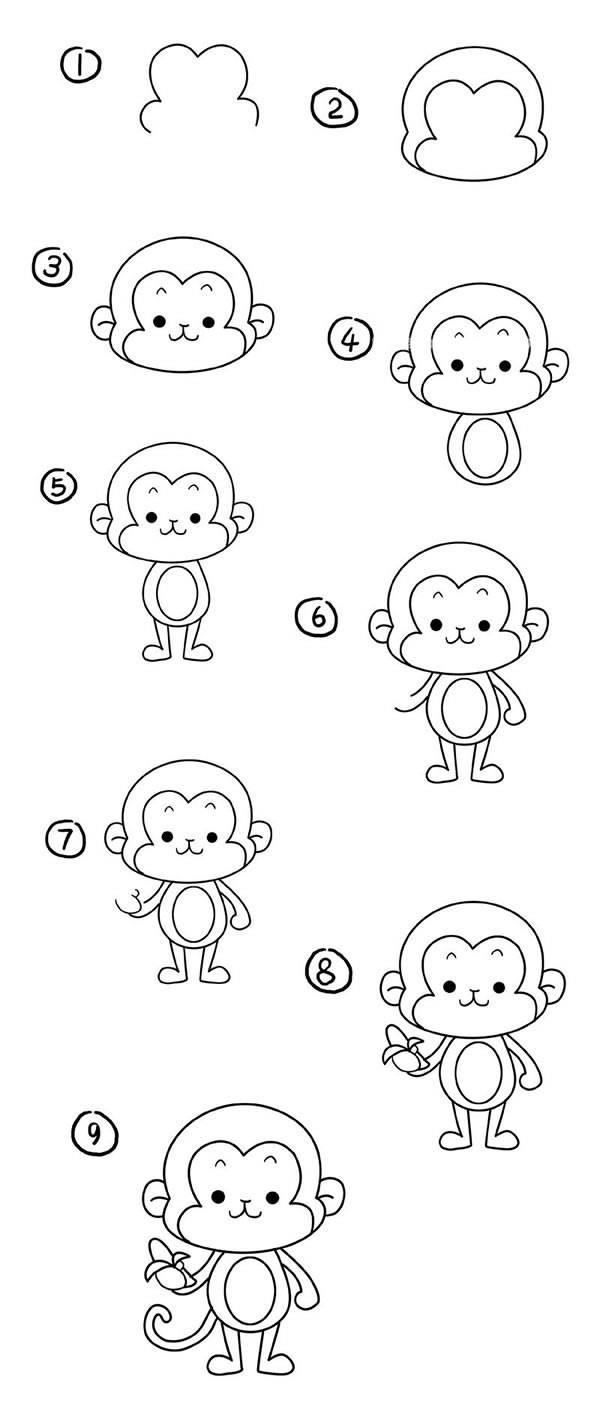 猴子的简笔画 猴子的简笔画简单又好看