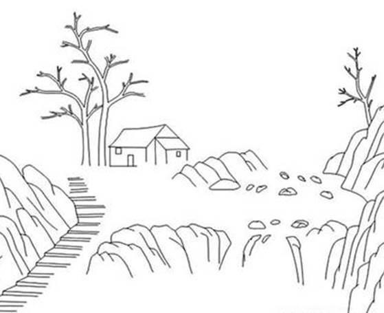 山水的简笔画图片大全 山水的简笔画图片大全彩色