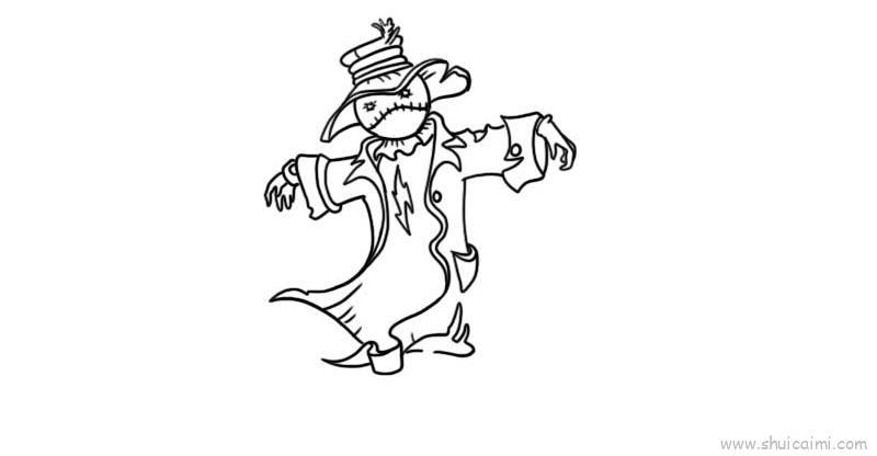 稻草人儿童画怎么画 稻草人简笔画步骤