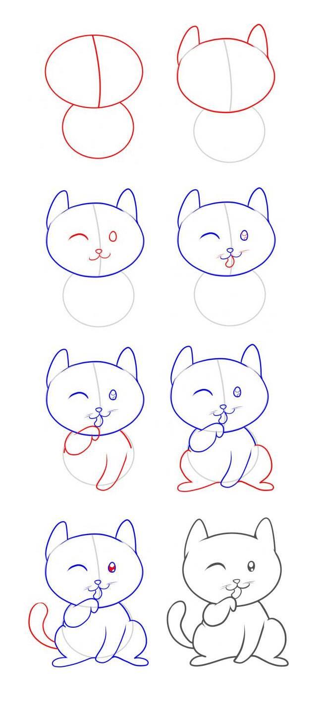 小猫简笔画可爱 趴着的小猫简笔画可爱