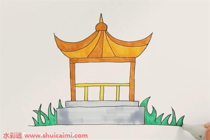亭台楼阁怎么画 亭台楼阁简笔画简单易画彩色