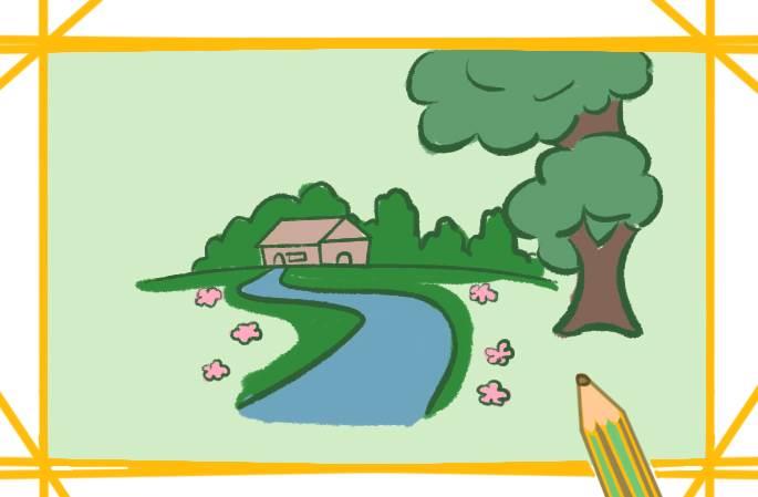 河流简笔画 河流简笔画图片带颜色