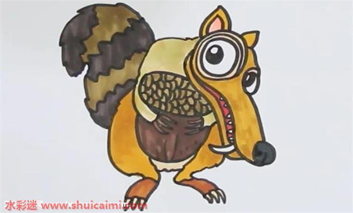 冰河世纪松鼠怎么画 冰河世纪松鼠简笔画彩色
