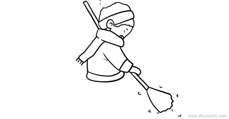 扫雪儿童画怎么画 扫雪简笔画步骤