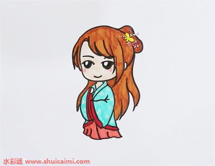 q版汉服人物怎么画 q版汉服人物简笔画彩色