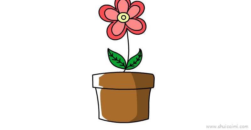 盆栽花儿童画怎么画 盆栽花简笔画好看
