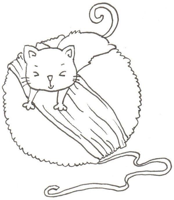 猫咪和线团的简笔画怎么画 猫咪和线团的简笔画好看