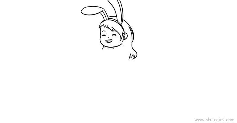 带兔耳朵的小女孩儿童画怎么画 带兔耳朵的小女孩简笔画图片大全