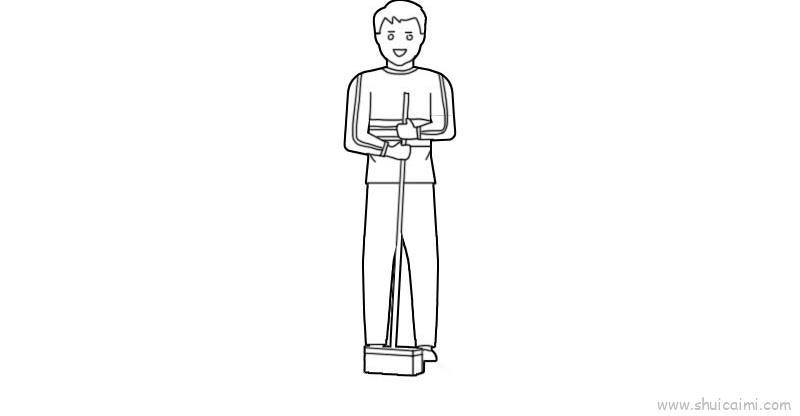 扫地儿童画怎么画 扫地简笔画顺序