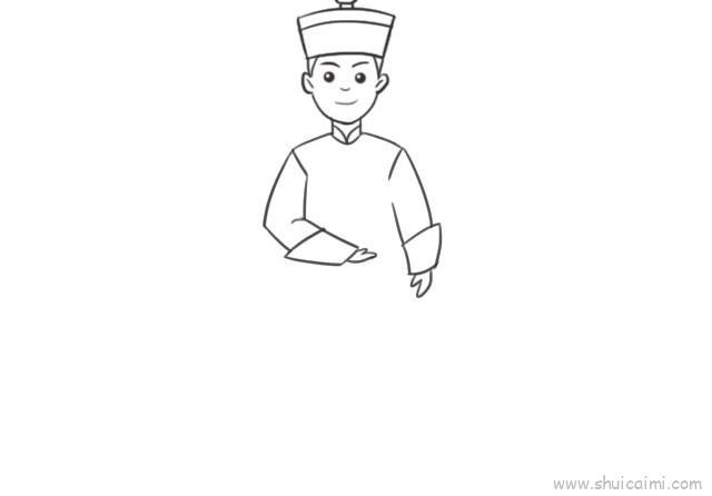 满族男士服饰儿童画怎么画 满族男士服饰简笔画图片大全