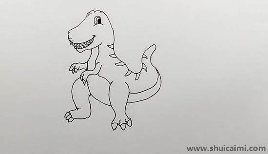 简单霸王龙儿童画怎么画 彩色霸王龙简笔画步骤