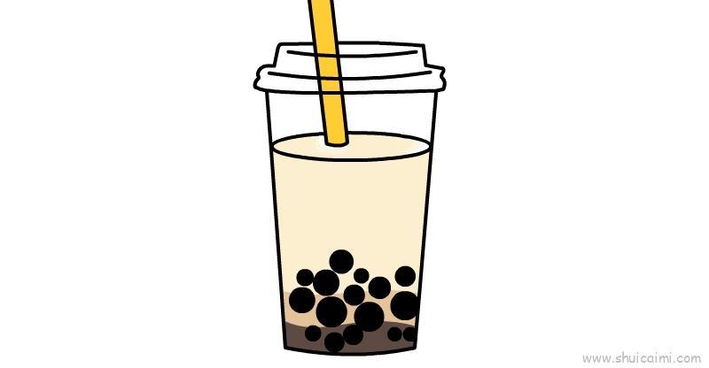 简单的珍珠奶茶简笔画绘画教程