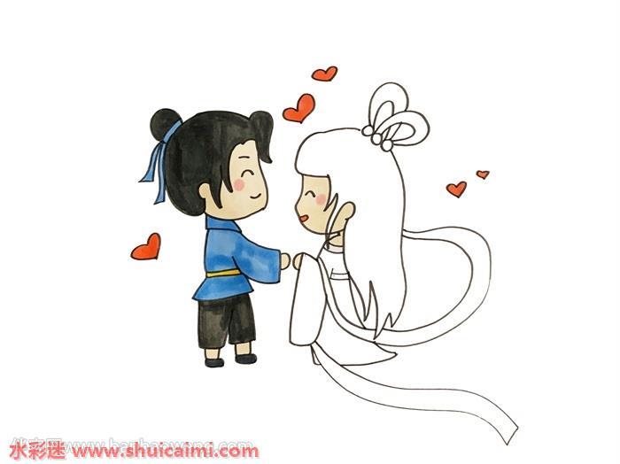 牛郎织女相会怎么画 牛郎织女相会简笔画步骤