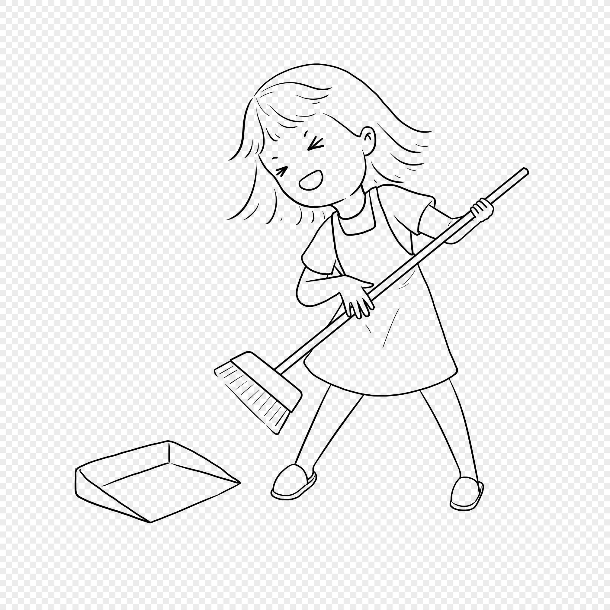 扫地简笔画 扫地简笔画儿童画