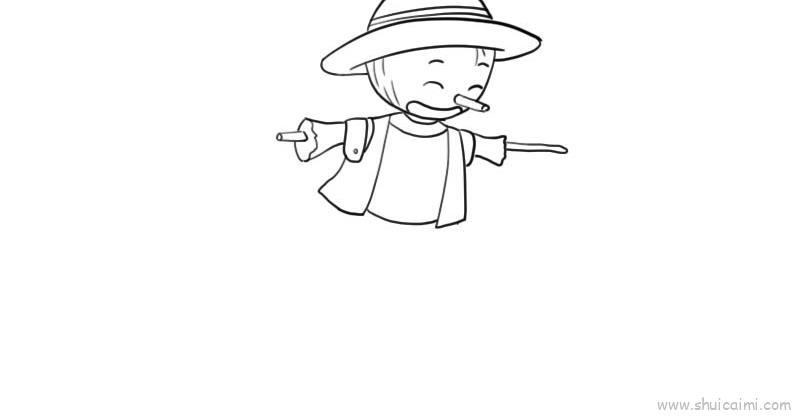 稻草人儿童画怎么画 稻草人简笔画图片