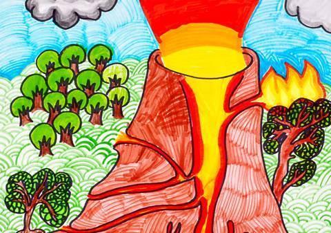 火山简笔画 火山简笔画图片大全