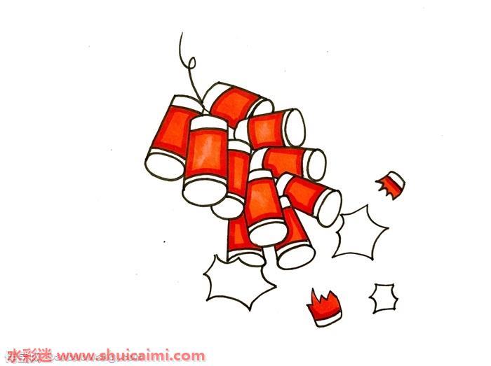 新年鞭炮怎么画 新年鞭炮简笔画图片带颜色