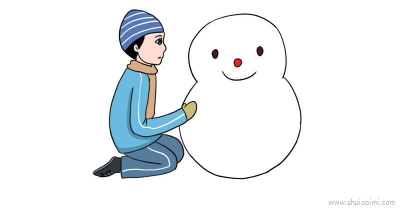 冬至堆雪人儿童画怎么画 冬至堆雪人简笔画简单
