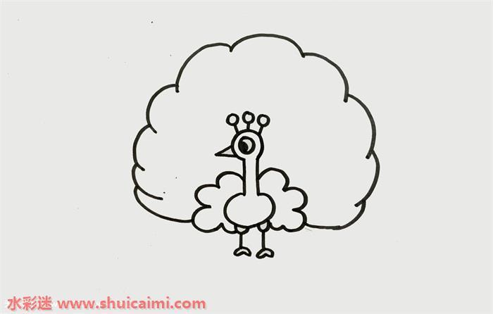一只美丽孔雀怎么画 孔雀简笔画图片大全彩色