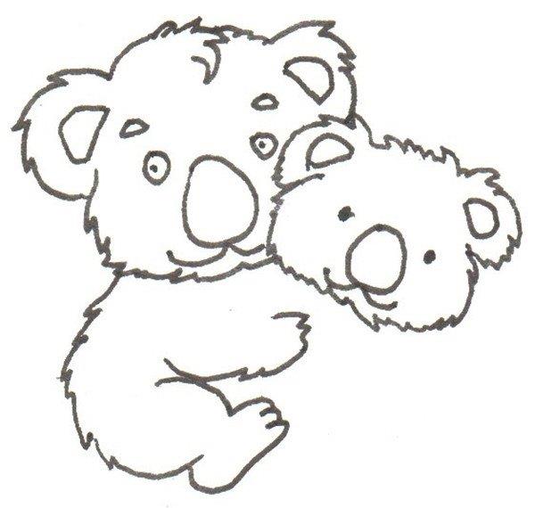 考拉爸爸和宝宝的简笔画怎么画 考拉爸爸和宝宝的简笔画图片大全