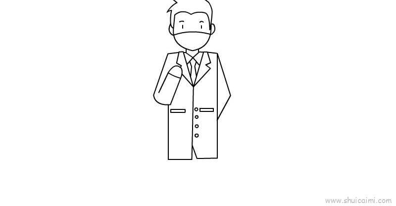 医生全身带口罩儿童画怎么画 医生全身带口罩简笔画图片大全