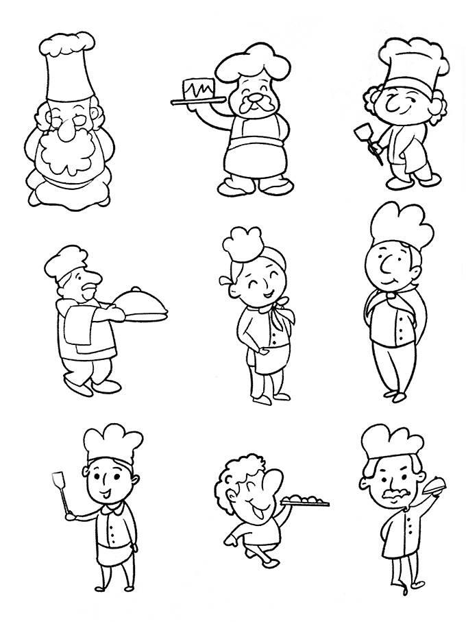 厨师简笔画 厨师简笔画彩色