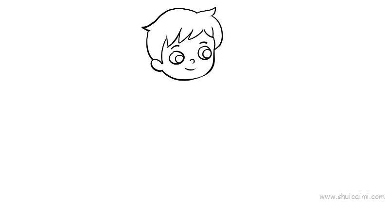 折纸飞机的小男孩卡通简笔画画法教程