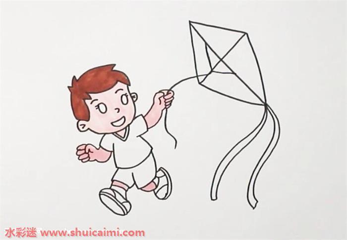 放风筝怎么画 放风筝简笔画简单易画彩色