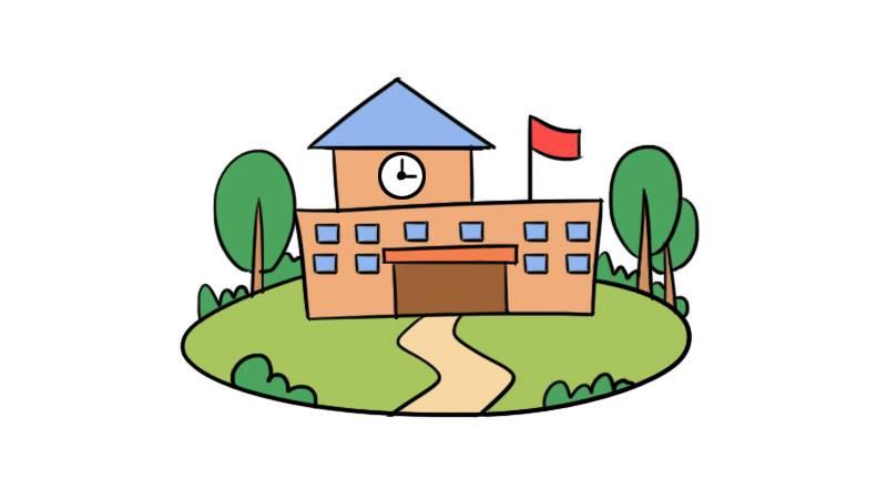 学校的简笔画 小学生画学校的简笔画