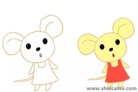 穿裙子的小老鼠儿童简笔画