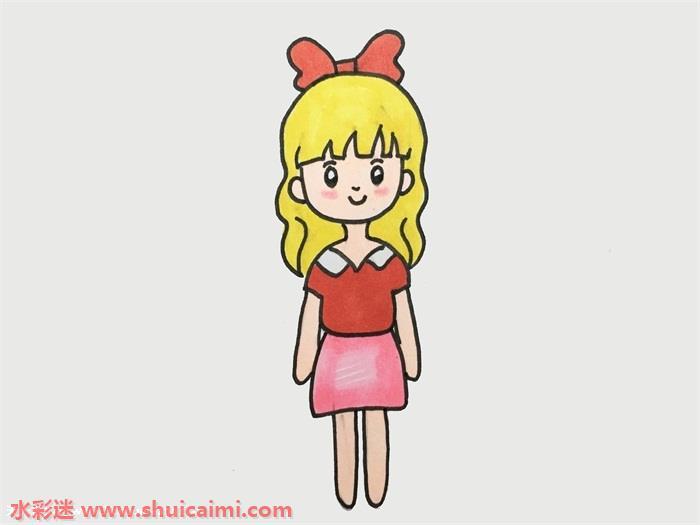 美女怎么画 美女简笔画图片彩色