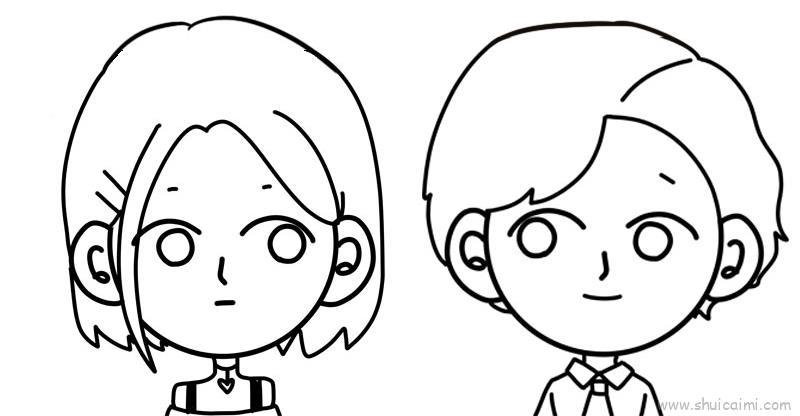 情头双人儿童画怎么画 情头双人简笔画简单又好看