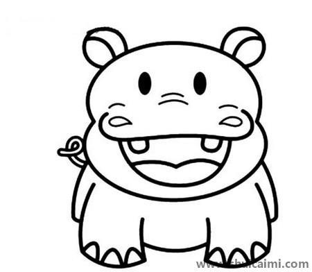 可爱河马儿童简笔画
