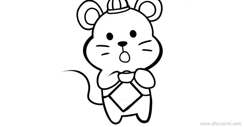 可爱老鼠过新年儿童画怎么画 可爱老鼠过新年简笔画图片