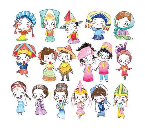 民族简笔画图片大全 民族简笔画图片大全集彩色