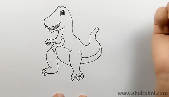 简单霸王龙儿童画怎么画 彩色霸王龙简笔画步骤