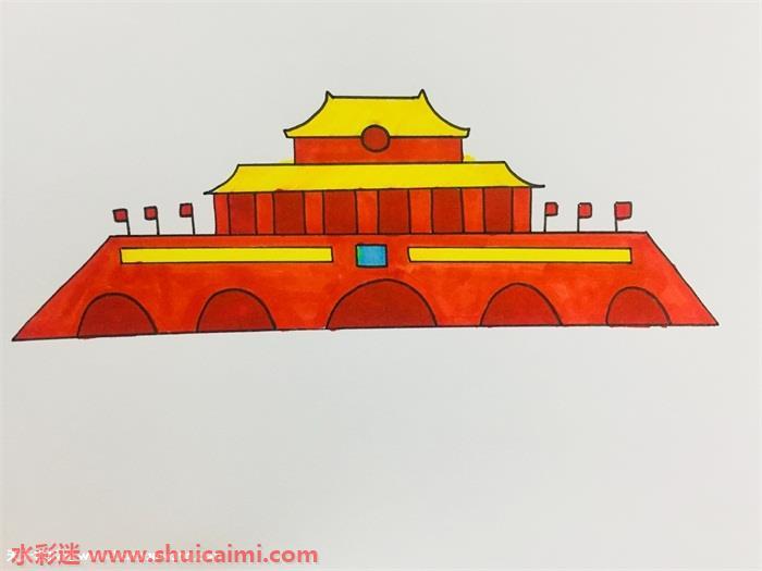北京天安门怎么画 北京天安门简笔画简单彩色