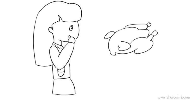 吃火鸡儿童画怎么画 吃火鸡简笔画步骤