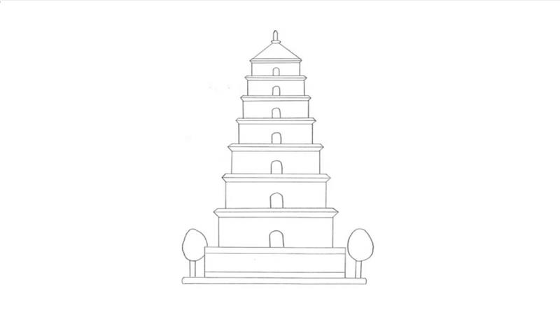 大雁塔简笔画怎么画 大雁塔简笔画步骤