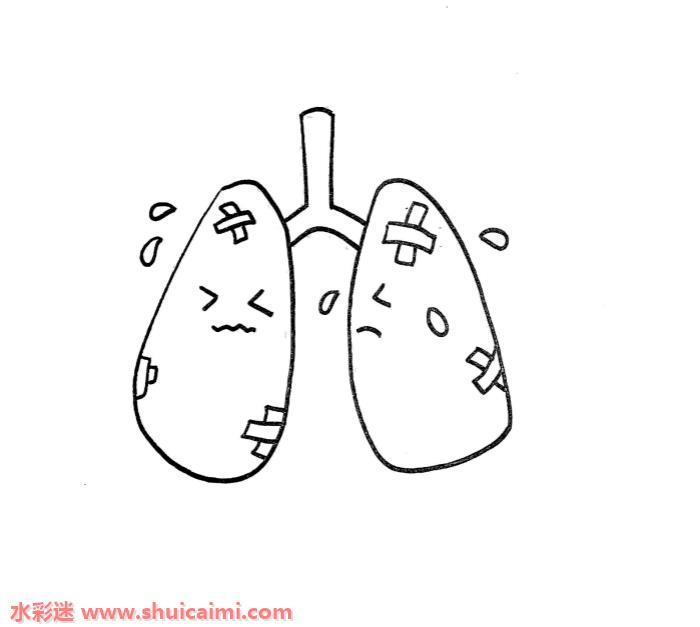 肺炎怎么画 肺炎简笔画简单彩色