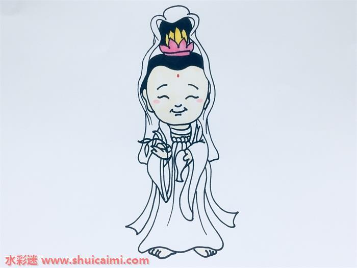 观音菩萨怎么画 观音菩萨简笔画简单好看带颜色