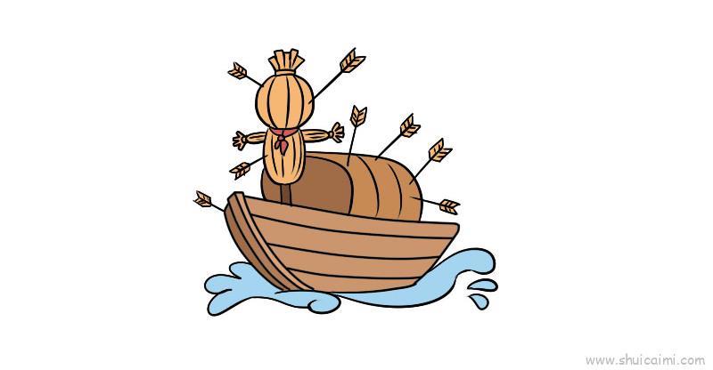 草船借箭少儿版儿童画怎么画 草船借箭少儿版简笔画图片大全